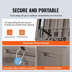 VEVOR Deck Box, 100 Gallon Outdoor Storage Box, 48.0" x 21.5" x 24.5", Waterproof PP Deckbox with Aluminum Alloy Padlock, for Patio Furniture, Garden Tools, Outdoor Cushions, Gray
