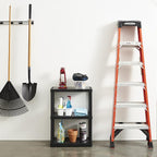Gracious Living 3 Shelf Fixed Height Light Duty Storage Unit 12 x 24 x 33" Organizer System for Home, Garage, Basement, & Laundry, Black (2 Pack)
