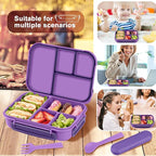 Lunch Box Kids,Bento Box Adult,Leakproof Lunch Containers for Adults/Kids/Toddler,1200ML-4 Compartments bento Lunch box with Utensil,Microwave & Dishwasher & Freezer Safe (Purple)