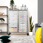 Simple Houseware Utility Cart with 15 Drawers Rolling Storage Art Craft Organizer, Chrome