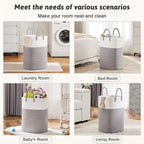 Laundry Basket,Woven Cotton Rope Laundry Hamper,Versatile Storage for Dirty Clothes,Baby Toys,and Blankets in Bathroom, Nursery,and Living Room (Grey, 100L)