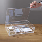 RUSSELL+HAZEL Large Acrylic Flip Box, 12.5” x 6.5”, Desktop Organization, Clear, 1 Count, 98148