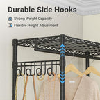 VIPEK R2C Plus Heavy Duty Rolling Garment Racks with Cover Clothing Rack for Hanging Clothes Portable Closet with Adjustable Wire Shelving & Double Rods, Black Rack with Black Upgraded Polyester Cover