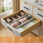 Bamboo Drawer Dividers,17-22" Adjustable Kitchen Drawer Organizer for Clothes,8 Pack Expandable Drawer Organization Separators for Bedroom,Bathroom,Dresser and Office,White