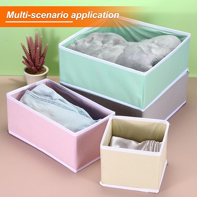 uxcell 1 Set Foldable Cloth Storage Box, 12 Slots Fabric Socks Underwear Drawer Dividers Organizers Baskets Bins for Clothes Socks Scarves Ties, Coffee