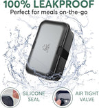 Umami Lunch Box Containers w/ 4 Utensils, Sauce Jar, Nestable Space-Saving Bento Box Adult, 100% Leakproof, Microwavable Lunch Containers for Adults, Design Award Winner, Black, 30 oz