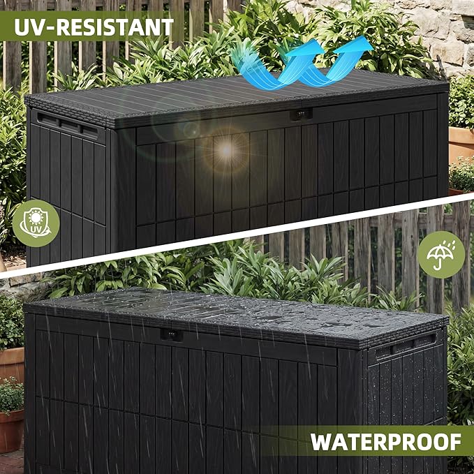 UDPATIO 220 Gallon Deck Box, Outdoor Storage Box Lockable Waterproof Indoor Outdoor Storage Container for Patio Cushions, Garden Tools, Package Delivery Boxes for outside