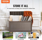 VEVOR Deck Box, 100 Gallon Outdoor Storage Box, 48.0" x 21.5" x 24.5", Waterproof PP Deckbox with Aluminum Alloy Padlock, for Patio Furniture, Garden Tools, Outdoor Cushions, Gray