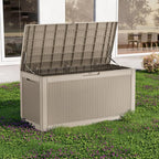 120 Gallon Deck Box Outdoor, Waterproof Outdoor Storage Boxes with Lids, Outside Resin Lockable Storage Box for Patio Cushions, Garden Tools(Grey)