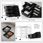 Giantex 9 Drawers Rolling Cart, Classroom Organizers, Storage Cart with Wheels, for Teacher Office Home School Supplies Tool Craft Art Paper, Black