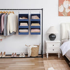 GRANNY SAYS 3-Shelf Closet Organizers and Storage, Foldable Hanging Closet Organizer, Closet Hanging Shelves with 2 Metal Hooks, Leak-Proof Hanging Organizer for Closet, Navy, 2-Pack