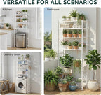4-Tier Over The Toilet Storage, 200lb Total Capacity Metal Bathroom Organizer with 36" Clearance, Includes Paper Holder & 4 Hooks, Space Saving Rack for Bathroom Laundry Room (64" H, White)