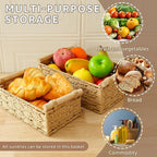 4PCS Toilet Paper Basket Decorative Woven Basket with Wood Handle Multipurpose Toilet Paper Bin for Home Bathroom Living Room Office
