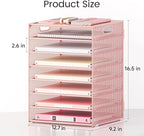 Lavatino 2 Pack 8-Tier Office Desk File Organizer, Letter Tray Paper Organizer with Handle, Including 5 Adjustable Slide Trays for Organizing Desk Workspace Accessories and Supplies (Pink Mesh)