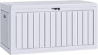 YITAHOME 90 Gallon Large Deck Box, Double-Wall Resin Outdoor Storage Boxes, Deck Storage for Patio Furniture, Cushions, Pool Float, Garden Tools, Lockable & Waterproof (White)