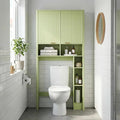 31" W Over The Toilet Storage Cabinet with Fluted Door, Green Bathroom Organizer with Adjustable Shelf, 67''H Tall Natural Toilet Paper Holder Stand Wave Door for Restroom, Laundry Room