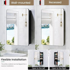 Medicine Cabinet 20x26 Inch, Black Aluminum Bathroom Mirror Cabinet with Storage, 6 Adjustable Glass Shelves, Rust Proof, Recessed or Surface Mount Wall Cabinet, Soft Close Hinge