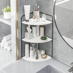 Bathroom Counter Organizer,Countertop Organizer,Vanity Organizers,Bathroom Storage,Bathroom Sink Caddy,Counter Shelf,Corner Counter,Corner Shelves(Black-White Marble)
