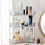 Corner Bathroom Counter Organizer Bathroom Countertop Shelf Makeup Organizer for Vanity Perfume Tray for Corner Storage (3 Tiers, Grey)