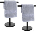 T-Shape Bath Hand Towel Holder Stand, Stainless Steel Free Standing Hand Towel Rack, for Bathroom Kitchen & Countertop, Matte Black, 2 Pack