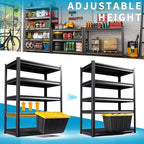 72''H Garage Shelving Heavy Duty 5-Tier Adjustable Storage Shelves Unit,3000 LBS Metal Utility Rack Shelf for Industries, Warehouses, Basement,Black (72''H x 36''W x 12''D)