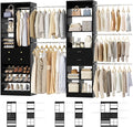 Closet System, Up to 128.6"/10.7 FT Closet Organizer with 4 Wooden Drawers and Shelves, Walk-in Closet System with 6 Hanging Rods, Built-in Closet Can Fit 96"/8FT, 120"/10FT, Black