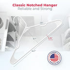 Neaties Plastic Hangers 50 Pack (60 Count) – Made in The USA – 6lb Capacity Standard Clothes Hangers with Notches and Reinforced Edges for Dresses, Lingerie, Shirts, Pants, and Jackets – Black