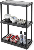 Gracious Living 3 Shelf Fixed Height Light Duty Storage Unit 12 x 24 x 33" Organizer System for Home, Garage, Basement, & Laundry, Black (2 Pack)