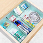 13 PCS Drawer Organizer Set, 5 Varied Size Bathroom and kitchen Drawer cabinet organizer Trays, Clear Storage Bins for Makeup, Jewelry, Utensils and Gadgets