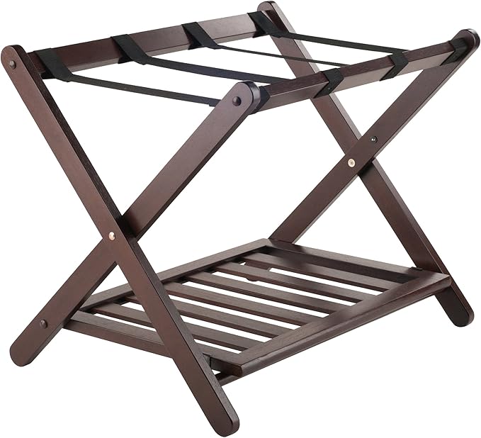 Winsome Remy Luggage Rack, Sturdy Folding Suitcase and Bag Stand for Guest Room, Bedroom, Must Have Foldable Storage Essential for Guests, Small Businesses, Home