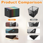 Piskyet Wooden Hanging File Organizer for desk, Metal Mesh File Folder Organizer Crate Cabinet Storage Box with Handle for Home Office Desk,Letter - Size,Black