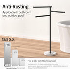 KES Matte Black Towel Racks for Bathroom with Weighted Marble Base, 40 Inch Free Standing Pool Towel Rack Outdoor, 3 Swivel Bars, Premium 18/8 Stainless Steel, BTH219-BK