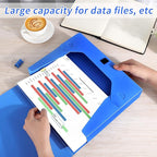 A4 Storage File Boxes Plastic Archives Cases with Lid, File Folder Organizer Document Filing Box for Office, Letter Size Paper,31×4×24 cm, Blue(Pack of 4)