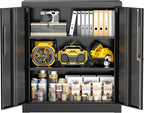Greenvelly Metal Garage Storage Cabinet, Black 36" Locking File Cabinet with 2 Doors and Adjustable Shelves for Home Office,School