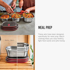 BLACK + BLUM Microwavable Stainless Steel Lunch Box | Multi-Function, Vacuum Sealed Container for Healthy Food | Portable and Stackable Food Storage for Office and Outdoor | 30 oz / 900ml