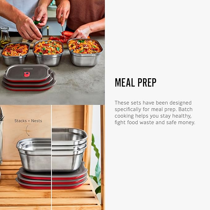 BLACK + BLUM Microwavable Stainless Steel Lunch Box | Multi-Function, Vacuum Sealed Container for Healthy Food | Portable and Stackable Food Storage for Office and Outdoor | 30 oz / 900ml