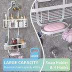 Kadolina White Hanging Shower Caddy, 3-Tier Bathroom Organizer with Soap Dish, Rust Resistant, Quick Dry, Assembly Required