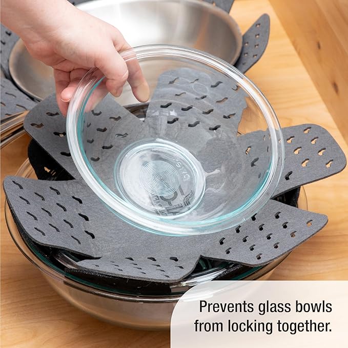 All-Clad Premium Cookware Protectors: Pot and Pan Protectors for Kitchen Organization - Perfect for Cast Iron, Steel, or Glass, (3-Piece), Black/Grey
