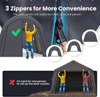 KING BIRD 12' x 20' Oval Pipe Heavy Duty Carport with Roll-up Ventilated Windows for SUV, Full-Size Truck and Boat, Round Style Anti-Snow Car Canopy Outdoor Boat Shelter with Reinforced Ground Bars