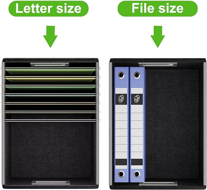 Huolewa Portable Leather File Organizer Storage Boxes, Collapsible File Folder Organizer Boxes with Lids, Document Organizer, Decorative Filing Box Cabinet for Letter/Legal File Folder Storage