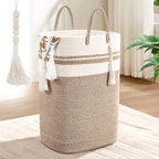 Woven Laundry Basket for Clothes, 100 L Large Rectangle Laundry Hampers, Nursery Storage Basket for Toys, Tall Dirty Clothes Hamper for Bedroom Aesthetic, Bathroom, Laundry Room
