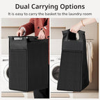 Laundry Hamper with Shelf, Laundry Basket with 1 Pull-Out Removable Bags, 1 x 18.3 Gallons(69L), Metal Frame, Lockable Wheels, for Laundry Room and Bedroom