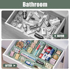 Plastic Drawer Organizers, 10 PCS Drawer Organizer Bins, Bathroom and Vanity Organizer Plastic Tray, Makeup organizer and storage for Makeup, Bedroom, Kitchen Gadgets Utensils and Office (Green)