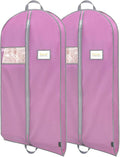 BALEINE 2PK Heavy Duty Garment Bag with Shoe Storage Travel Bag for Dresses, Suit, Coats Travel Essential (43", Pink)