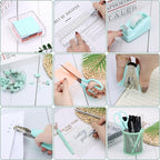 17 in 1 Green Desk Organizers and Accessories Set, 3 Office Desk Supplies Storage Organization, 4 Pens, Stapler, Staples & Remover, Tape & Dispenser, Scissors, Ruler, Clips, Hole Punch, Back to School