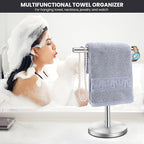 T-Shape Bath Hand Towel Holder Stand, Stainless Steel Free Standing Hand Towel Rack, for Bathroom Kitchen & Countertop, Silver, 2 Pack