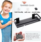 KES Black Glass Shelf for Bathroom, Glass Wall Shelf Extra Thick Tempered Glass shelfs Rectangular 2 Pack, Wall Mounted, BGS4126A-BK-P2