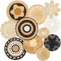 Tatuo 11 Pcs Boho Wall Basket Decor Decorative Bulrush Woven Basket Wall Decor Art Round Farmhouse Hanging Baskets for Kitchen Rustic Home Summer Decorations, Multi Sizes(Retro)
