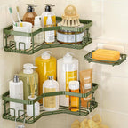 MAXIFFE 3 Pack X-Large Corner Shower Caddy with Soap Holder, Large Capacity Easy Install No Drilling Stainless Steel Hold 40 LB Shower Organizer Shelves Rack for Family Renters Bathroom, Forest Green