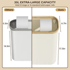 Toilet Paper Storage Basket with Lid and Handle, Foldable Toilet Paper Basket Organizer for Bathroom, Large Capacity Toilet Paper Holder with Storage for 12 Mega or 16 Regular Rolls, Beige